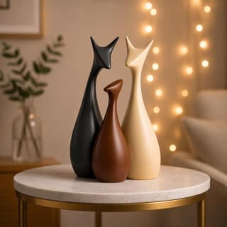 Xtore® Home Decor Lucky Deer Family Matte Finish Ceramic Figures - (Set of 3, Matte Brown)