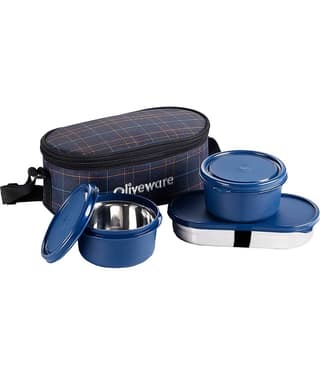 Oliveware Hazel Stainless Steel Lunch Box 3 Container (Pack of 1)