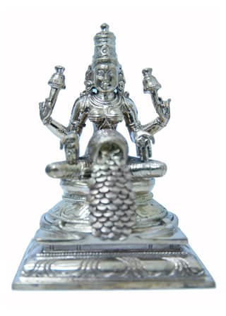 POOMPUHAR Handmade Bronze Kuberalakshmi (8 cm x 6.5 cm x 10 cm, Gold)