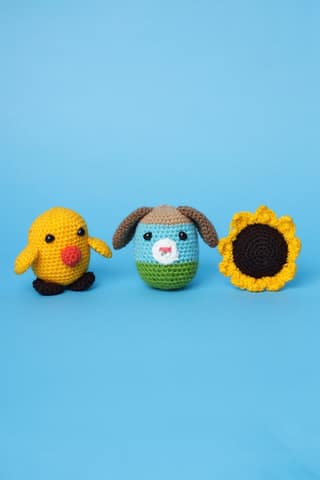 The Original Knit Beginner's Crochet Kit (Set of 3) - Yellow, Blue & Brown