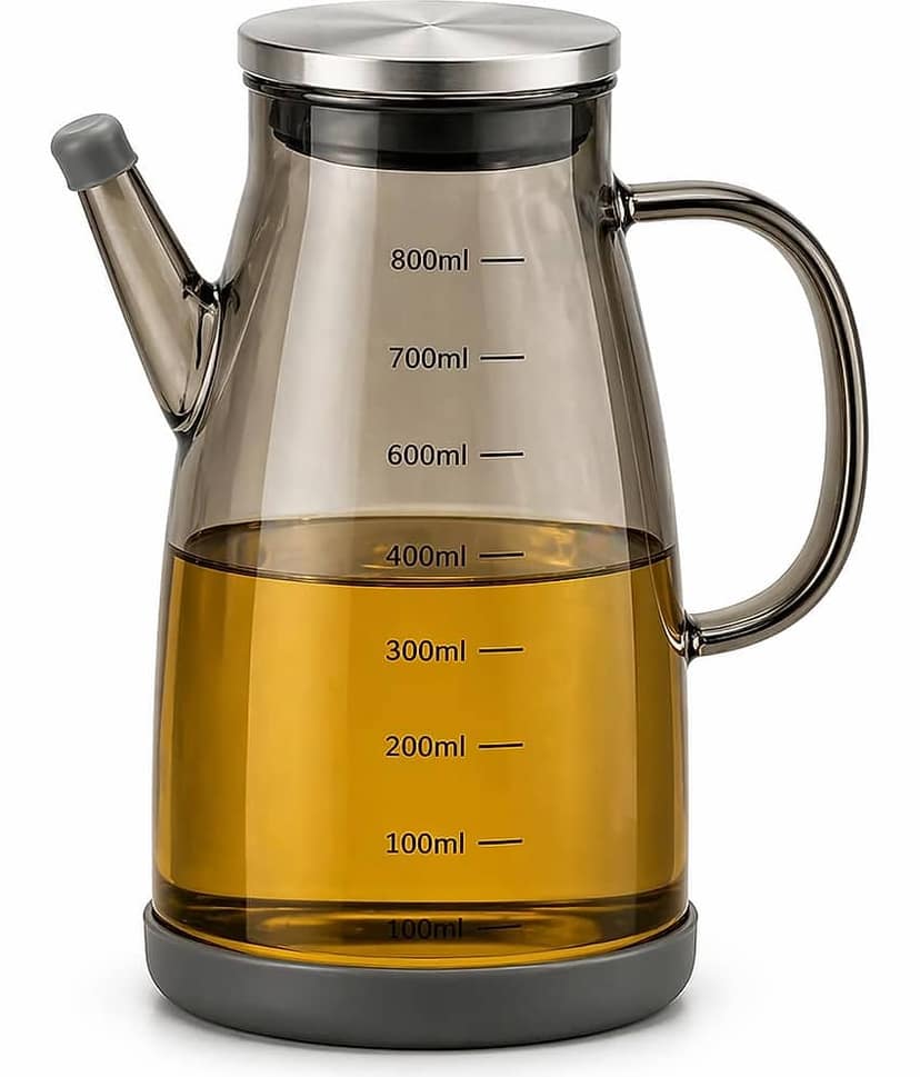 SHARUJA Oil Dispenser Glass Transparent Oil Container ( Set of 1 )