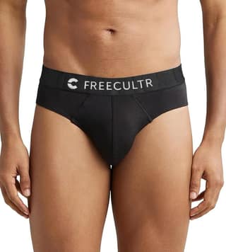 FREECULTR Men's Underwear | Micromodal Elastane Stretch Solid Brief with Ultrasoft Classic Waistband Black-L