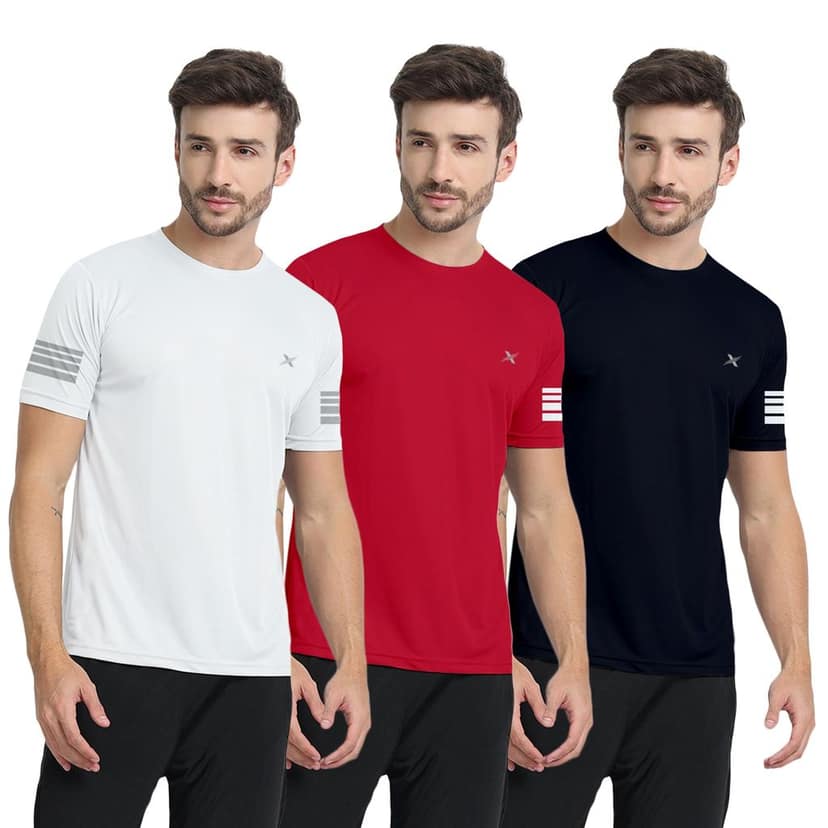 FTX Men Solid Round Neck Tshirt Pack Of 3