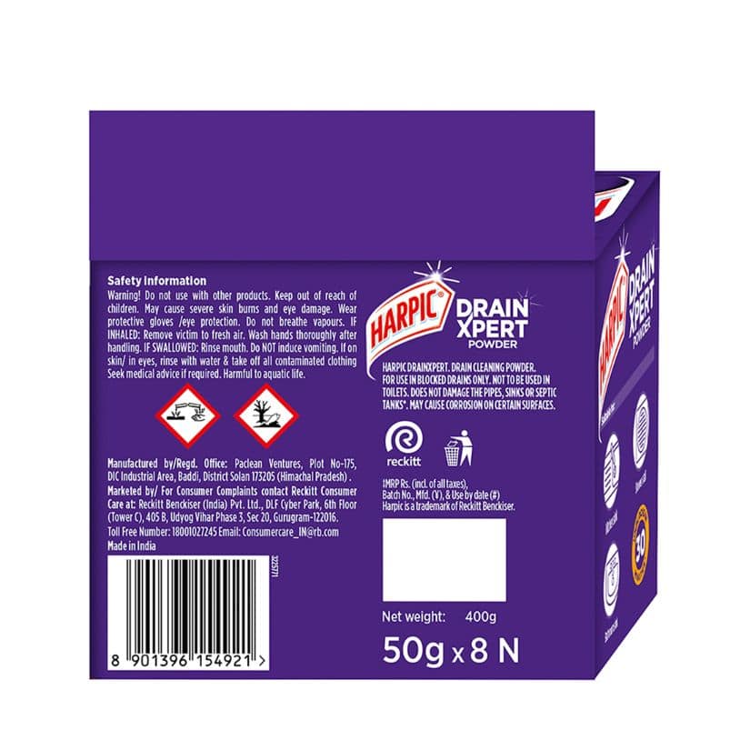 Harpic Drain Xpert Drain Cleaning Powder (50g x 8) view 2