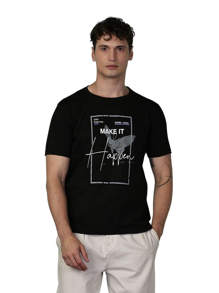 Cotton Black Graphic T-Shirt