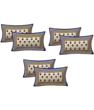 AJ Home Pack of 6 Cotton Blue Pillow Cover (17 X 27 Inch)