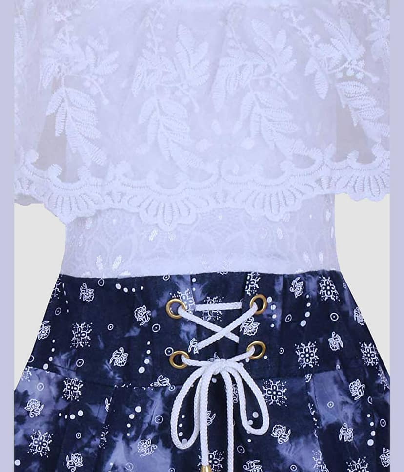 9stiches - White Denim Girls Frock ( Pack of 1 ) view 2