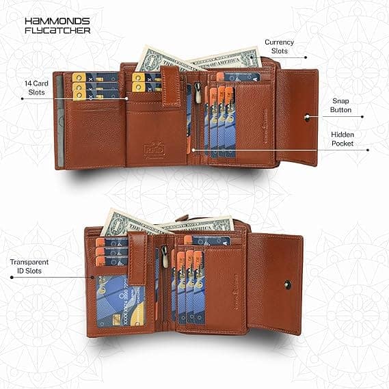 HAMMONDS FLYCATCHER Leather Ladies Wallet for Woman with 14 Card Slots - Clutch Purse for Women view 3