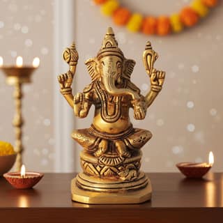Brass Showpiece Ganesh Ji God Idol Statue (BSMAS1613 G)