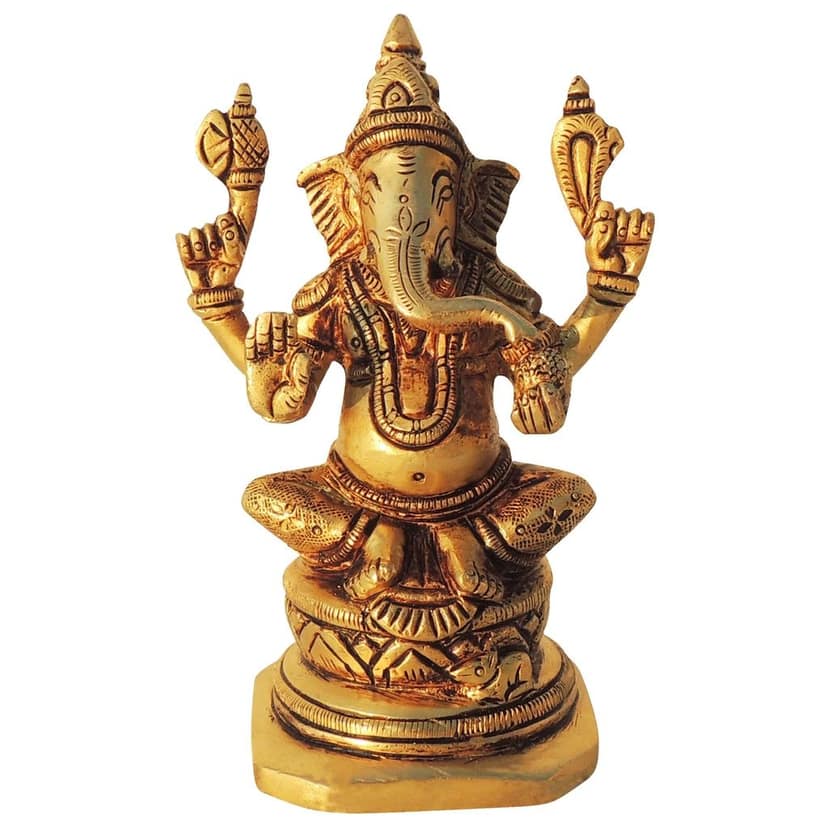 Brass Showpiece Ganesh Ji God Idol Statue (BSMAS1613 G) view 2