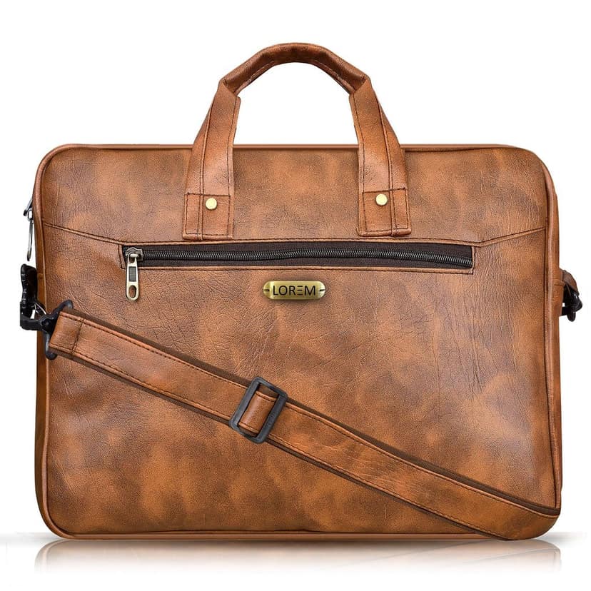 LOREM Tan Color Faux Leather 10L Laptop Messenger Bag For Men & Women BG09