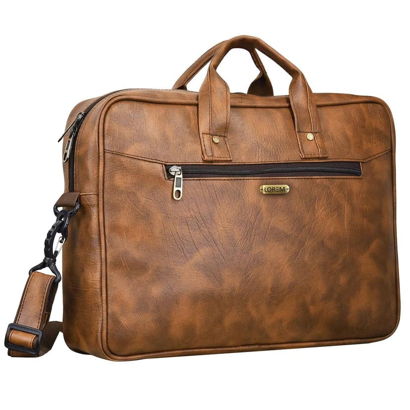 LOREM Tan Color Faux Leather 10L Laptop Messenger Bag For Men & Women BG09 view 4
