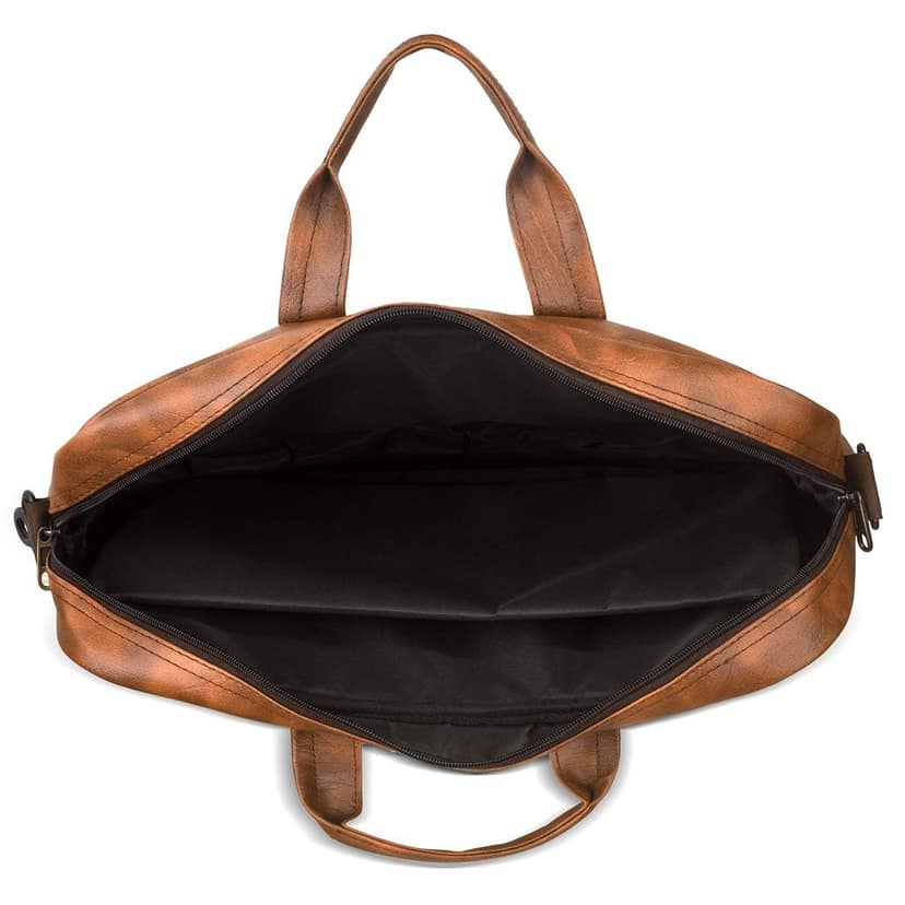 LOREM Tan Color Faux Leather 10L Laptop Messenger Bag For Men & Women BG09 view 6