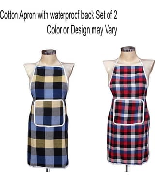 Aazeem Set of 2 Multi Checks Cotton Apron