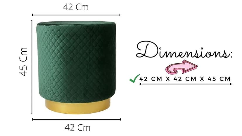 Shadowkart Ottoman Pouffes Sitting Mudda Puffy Stool for Living Room Dressing Table Pouf Round Footstool for Office Home Decor, Check Holland Velvet ,16x16x17 Inch view 2