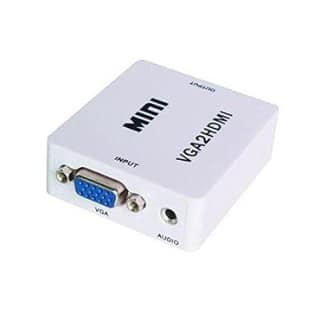 Mini VGA to HDMI Adapter , 1080P Full HD Audio Video Converter Adapter Box with USB Cable and 3.5mm Audio Port Cable Support HDTV for PC Laptop Display Computer Mac Projector