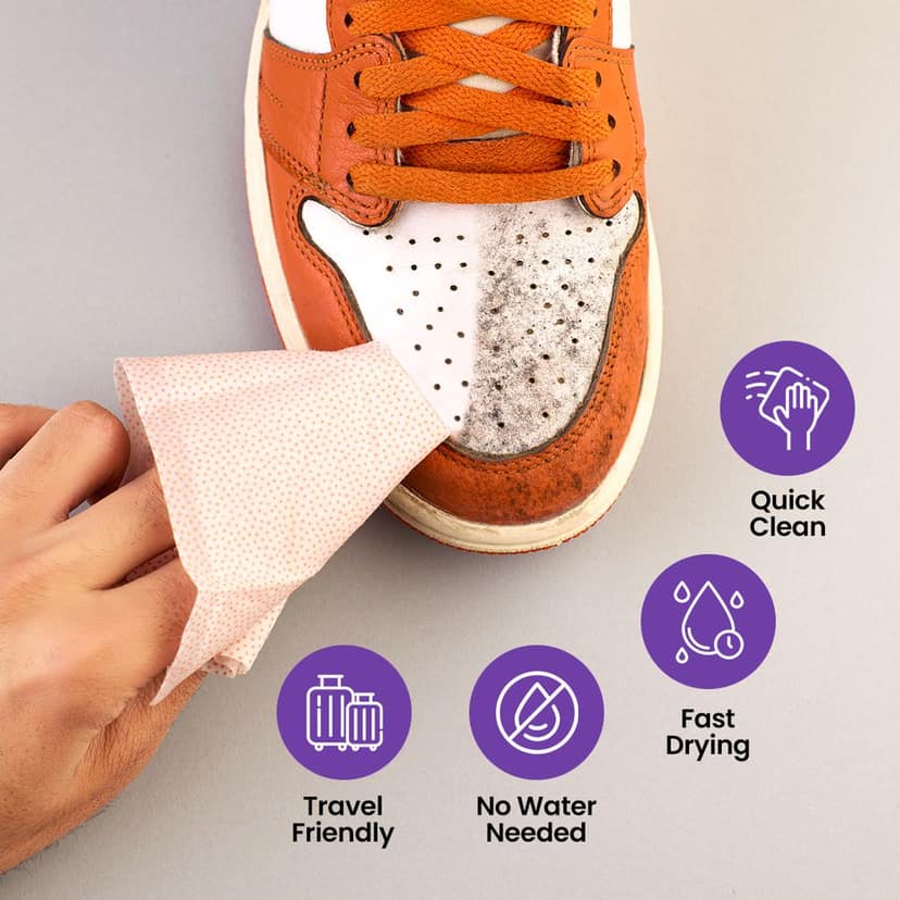 SNEAKARE Shoe Wipes, Premium Sneaker Cleaner, Sneaker Cleaner Wipes, Travel-Friendly, Disposable Shoe Cleaning Wipes, White Shoe Cleaner view 8