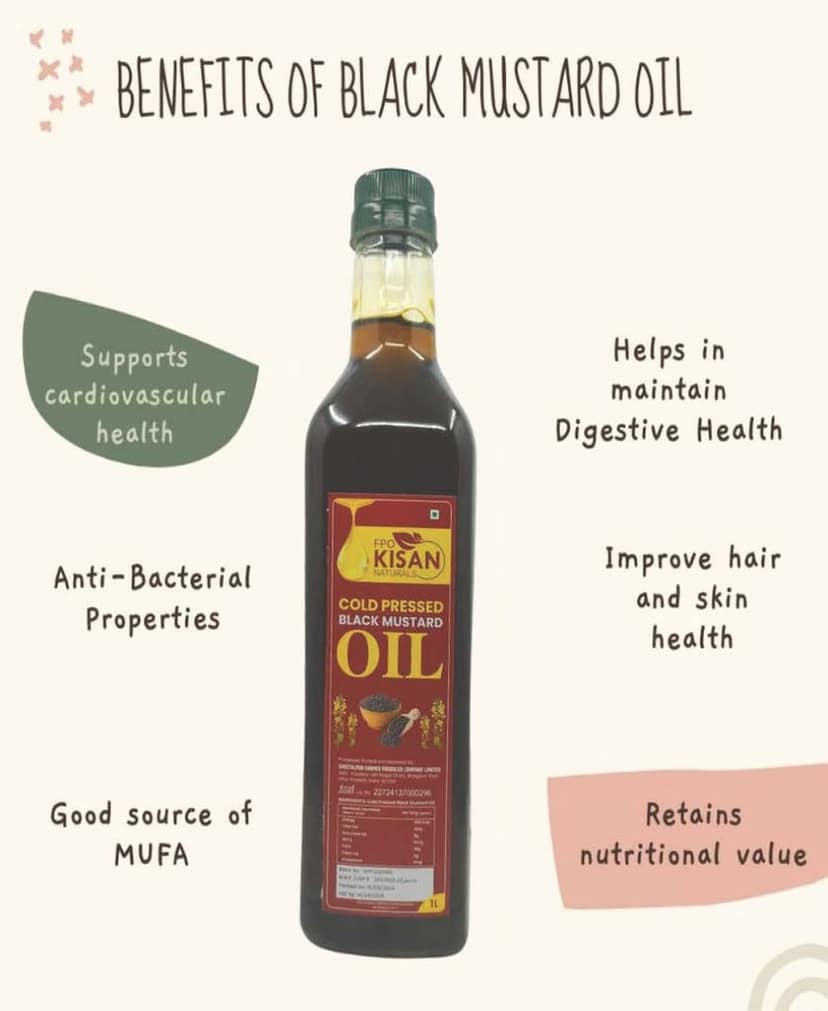 FPO Kisan Naturals Cold Pressed Black Mustard Oil, 1L view 3
