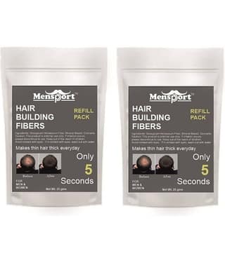Mensport Hair Building Fiber Instant Fuller Hair Refill Pack (Black) 25 gm Pack of 2