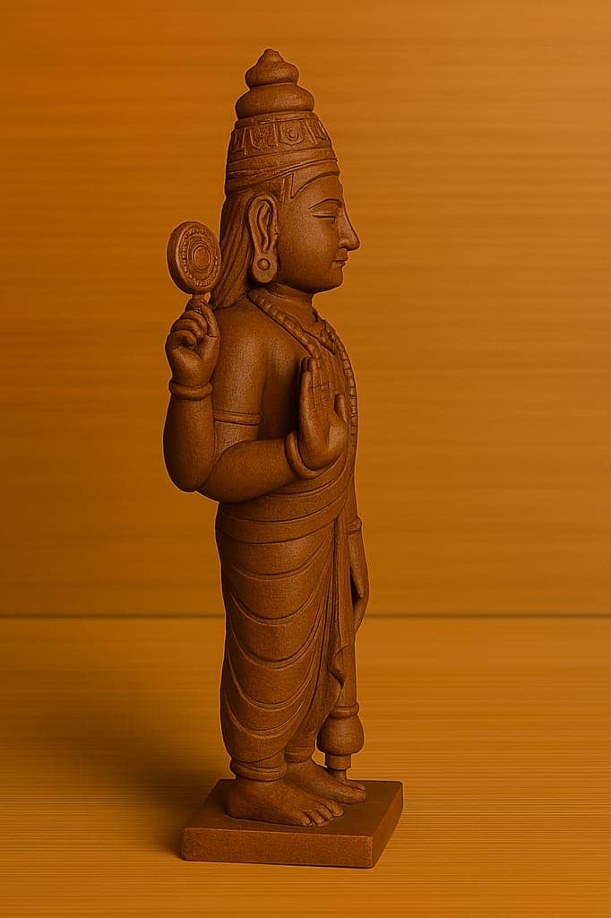 Handcrafted Wooden Lord Vishnu Statue - Divine Idol for Home Temple Decor view 2
