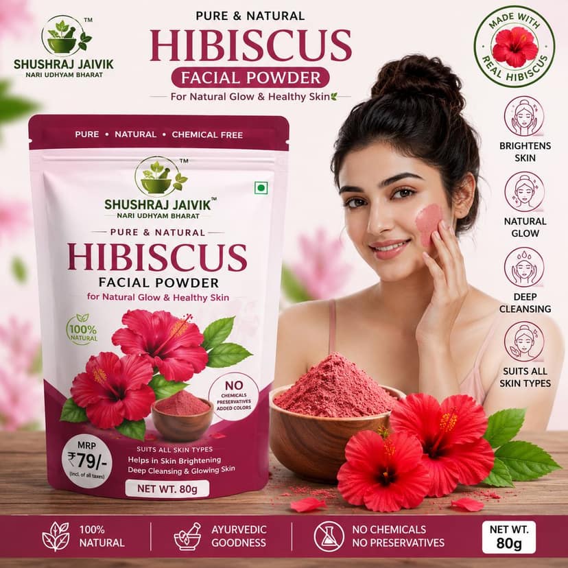 Shushraj Jaivik Hibiscus Facial Powder 80g view 7