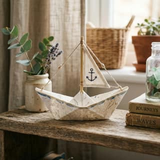 Handmade Paper Boat Decorative Showpiece Home Decor Item Pack of 1