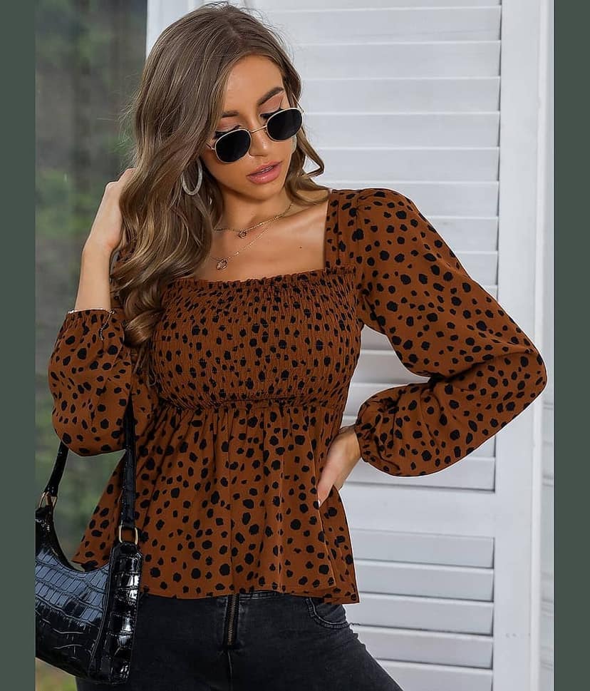 Sheetal associates Women's Crepe Peplum Top ( Brown ) view 2