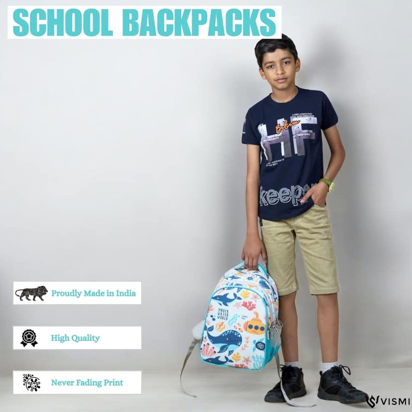 VISMIINTREND School Backpack Bags for Kids | School Bags | Water Resistant | Casual | Picnic | Travel | 5 to 10 Years School Backpack | Bag for Boys | Girls view 3