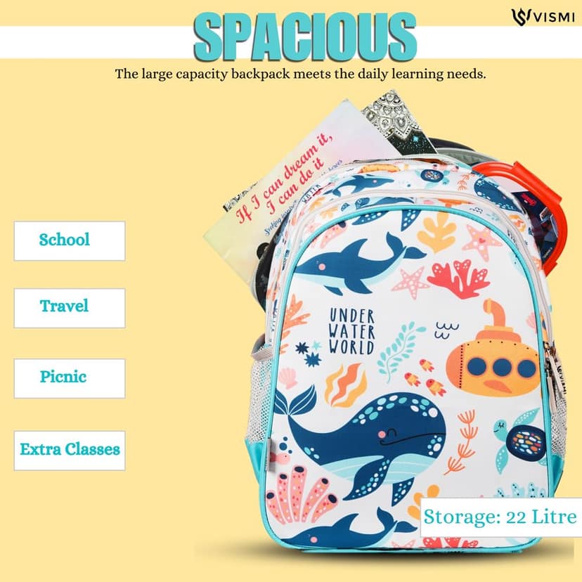 VISMIINTREND School Backpack Bags for Kids | School Bags | Water Resistant | Casual | Picnic | Travel | 5 to 10 Years School Backpack | Bag for Boys | Girls view 6