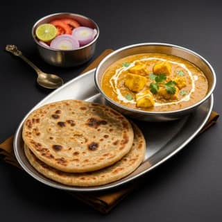 Plain Paratha (2 Pcs) With Paneer Sabji