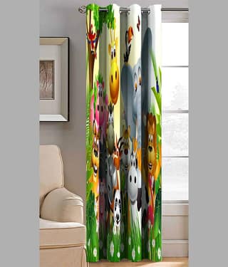 BELLA TRUE Abstract Printed Semi-Transparent Eyelet Curtain 5 ft ( Pack of 1 ) - Multicolor