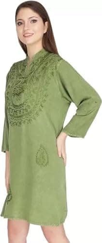 Women's Plus Size Tunic Tops T Shirts Summer Long Sleeve Round Neck Kurti Dress view 2