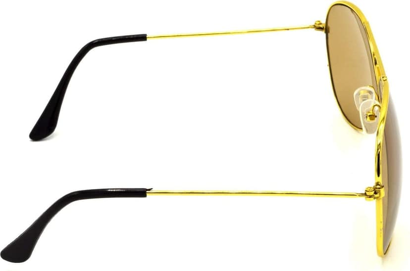 HRINKAR Unisex Pilot Sunglasses Golden & Brown Frame, Brown & Silver Lens (Medium) - Pack of 2 view 4