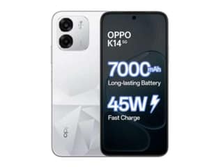Oppo K14 5G Smartphone, 6GB RAM, 128GB Storage, Premium Design - Prism White