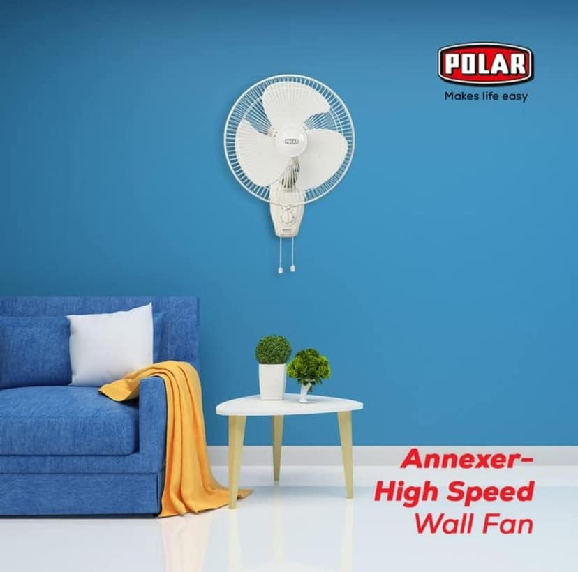 POLAR Annexer Hi-Speed 300mm 12 Inch Oscillating Wall Fan | RPM : 2200 | Watt : 75 | Air Delivery : 70 | Suitable for Kitchen, Bathroom and Office view 2