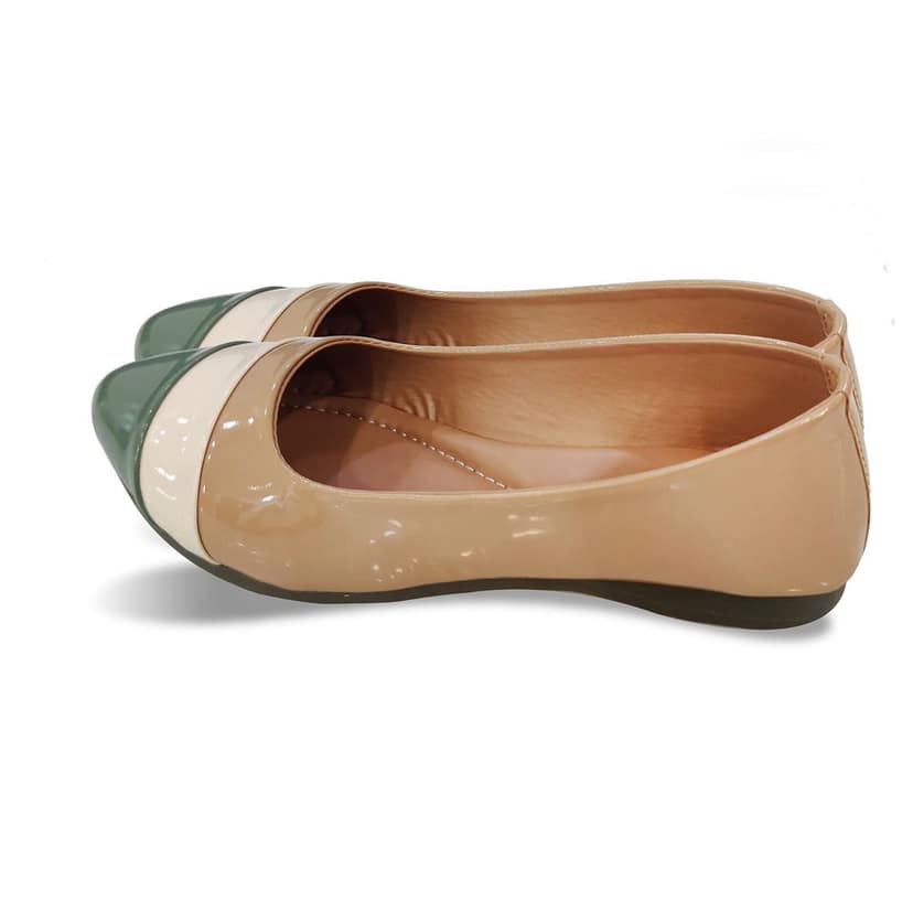 Colorblock Comfortable and Stylish Ballets Flats | for Casual Wear, Party and Formal Wear Occasions l | Bellies for Women & Girls Beige view 3