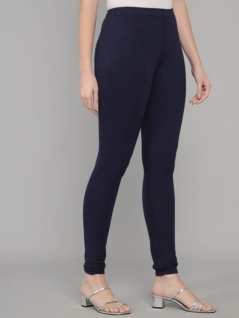 SOFT COLORS Women's Skinny Fit Ethnic Wear Churidar Leggings (Navy Blue) view 7