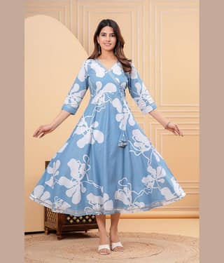 CTMTEX Women Viscose Rayon Printed Anarkali Kurti ( Pink )