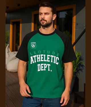 Leotude Men Cotton Blend Oversized Fit Printed T-Shirt ( Green )