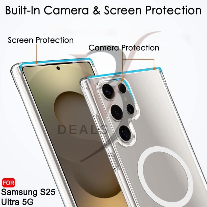 V3Deals S-Pen Compatible Case for Samsung Galaxy S25 Ultra 5G | Anti-Yellowing Transparent Cover with N52 Magnetic Ring | Camera Protection (Transparent, S25 Ultra (Magnetic)) view 4