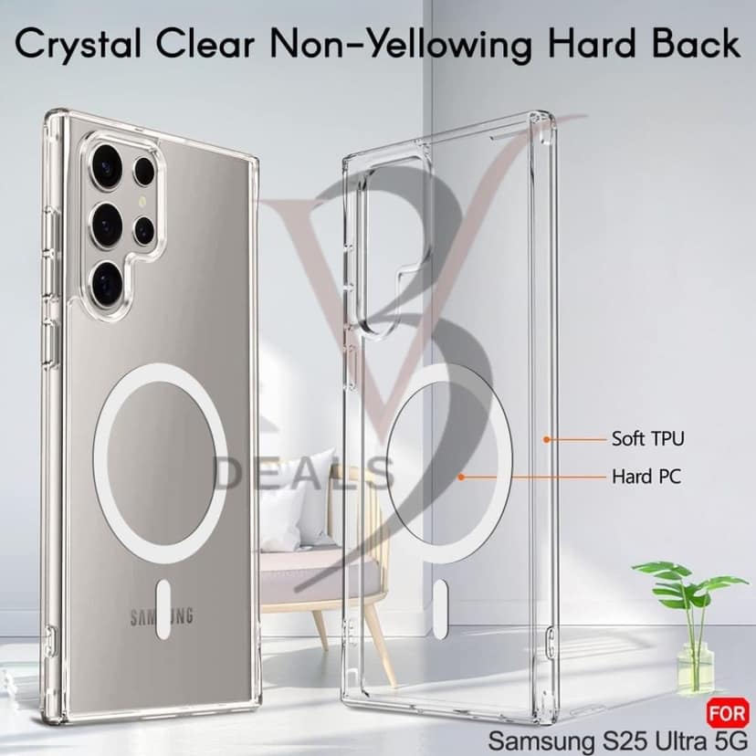 V3Deals S-Pen Compatible Case for Samsung Galaxy S25 Ultra 5G | Anti-Yellowing Transparent Cover with N52 Magnetic Ring | Camera Protection (Transparent, S25 Ultra (Magnetic)) view 7