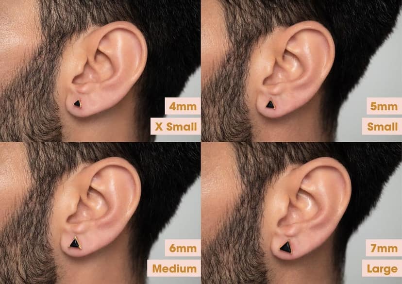 Black Triangle Solitaire Men's Ear Stud (1 Pc Only) view 3