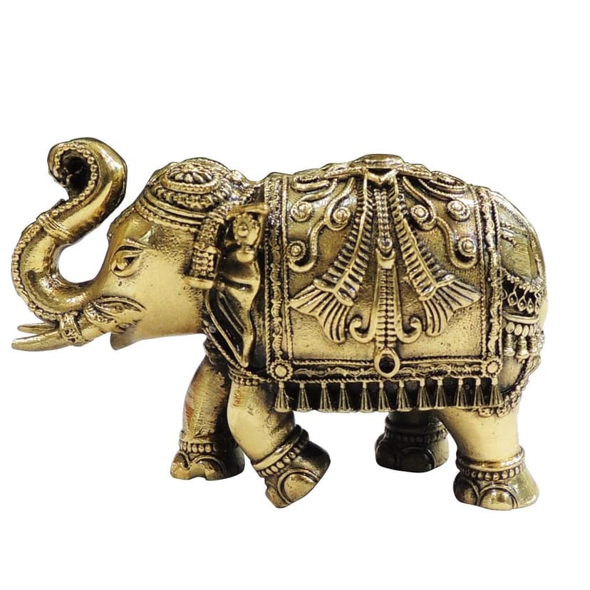 Brass Elephant Showpiece Statue | Symbol of Strength & Prosperity, Height : 2.5 Inch (BSMAS1707 X) view 2