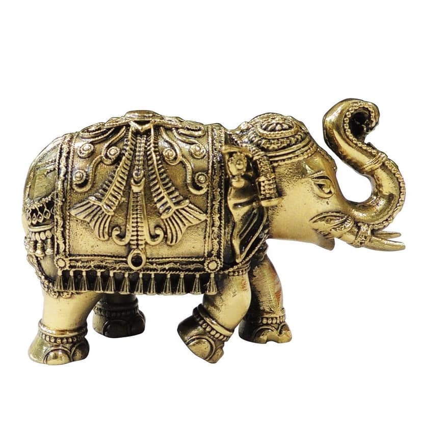 Brass Elephant Showpiece Statue | Symbol of Strength & Prosperity, Height : 2.5 Inch (BSMAS1707 X) view 3