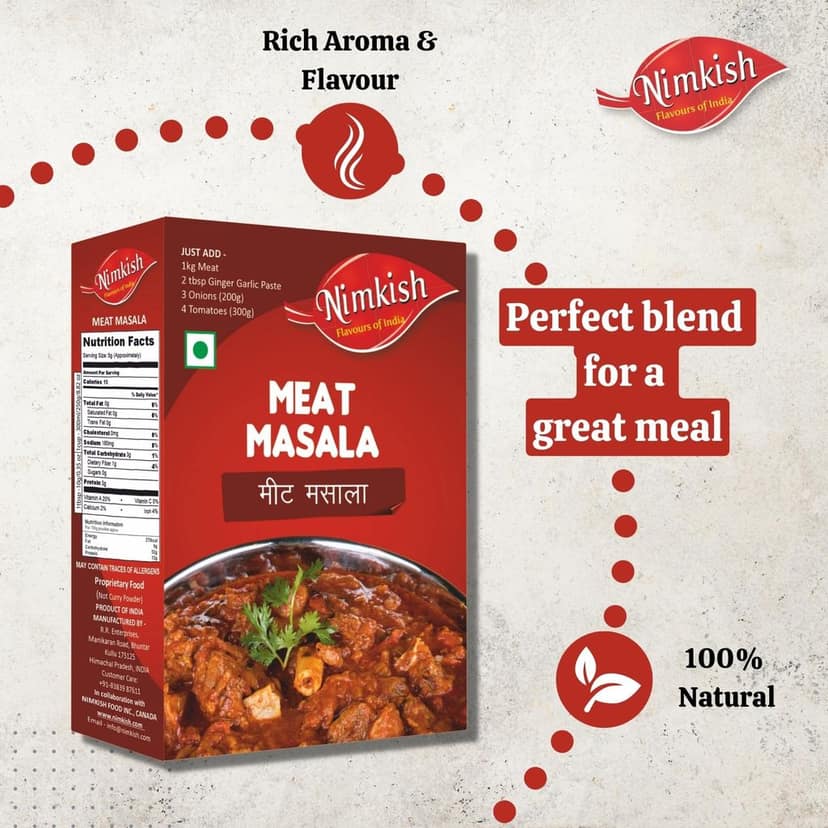 Nimkish Meat Masala | 100g | Himalayan Spice Blend | No Artificial Colours | Made in Kullu view 3
