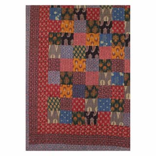 Garvi Gurjari Multicolor Red Cotton Patchwork Quilt