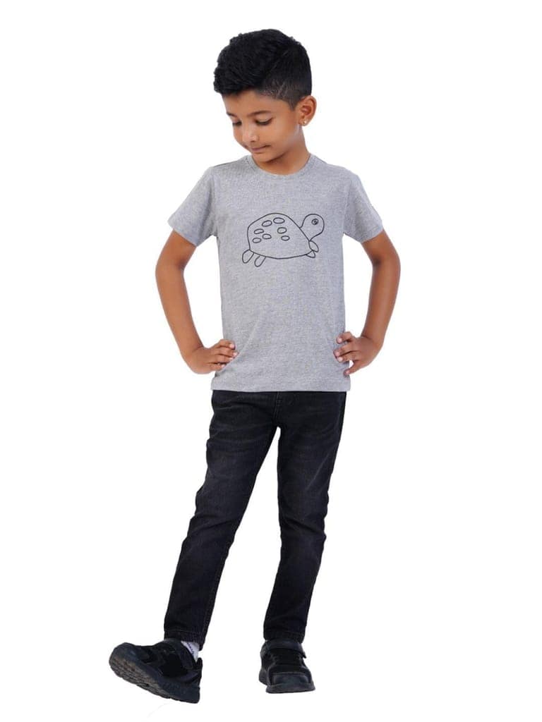 AIR GARB Boys Round Neck Printed Cotton T-shirt for 8-10 Years - Pack of 2 (K810-CGR-TG) Multicolour view 5
