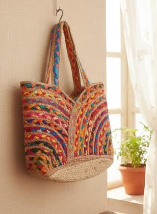 Handwoven Multi Colour Jute Side Bag