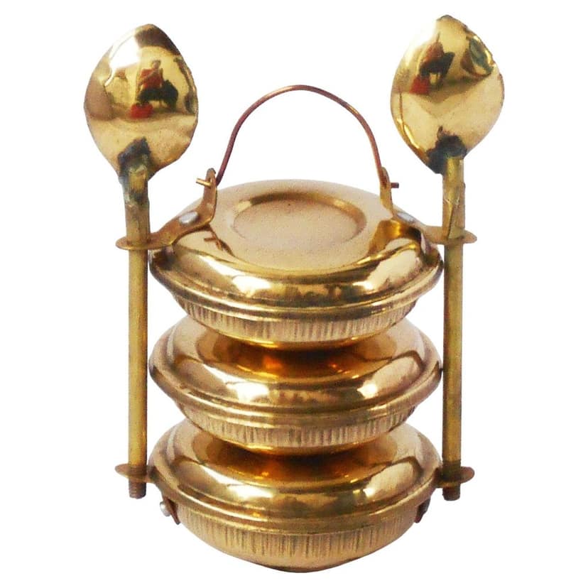Brass Lunch Box Miniature Toy | Vintage Kitchen Collectible For Children, Height : 3.5 Inch (ZMAS335 C) view 2