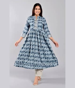 ZAMAISHA - Blue Rayon Women's A-line Kurti ( Pack of 1 )